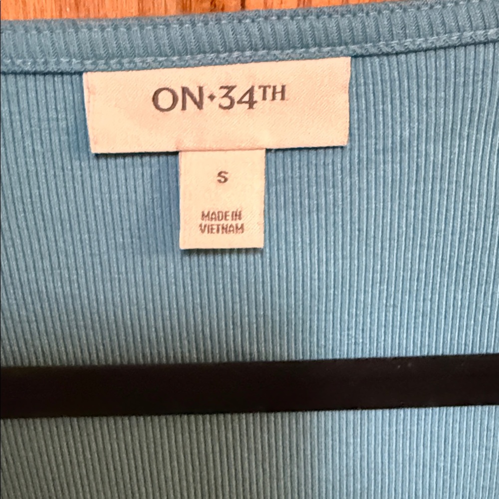 ON & OFF blue Square Neck Flutter Sleeve Tee - Picture 2 of 3